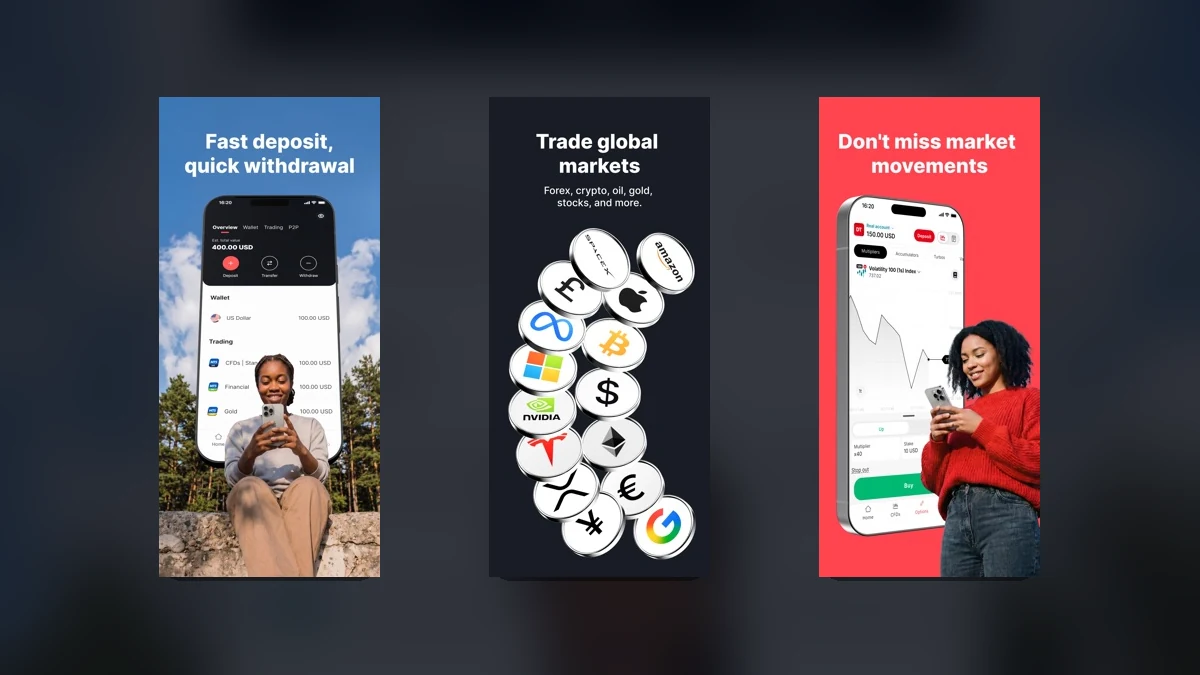 Official Deriv trading app and platform imagery