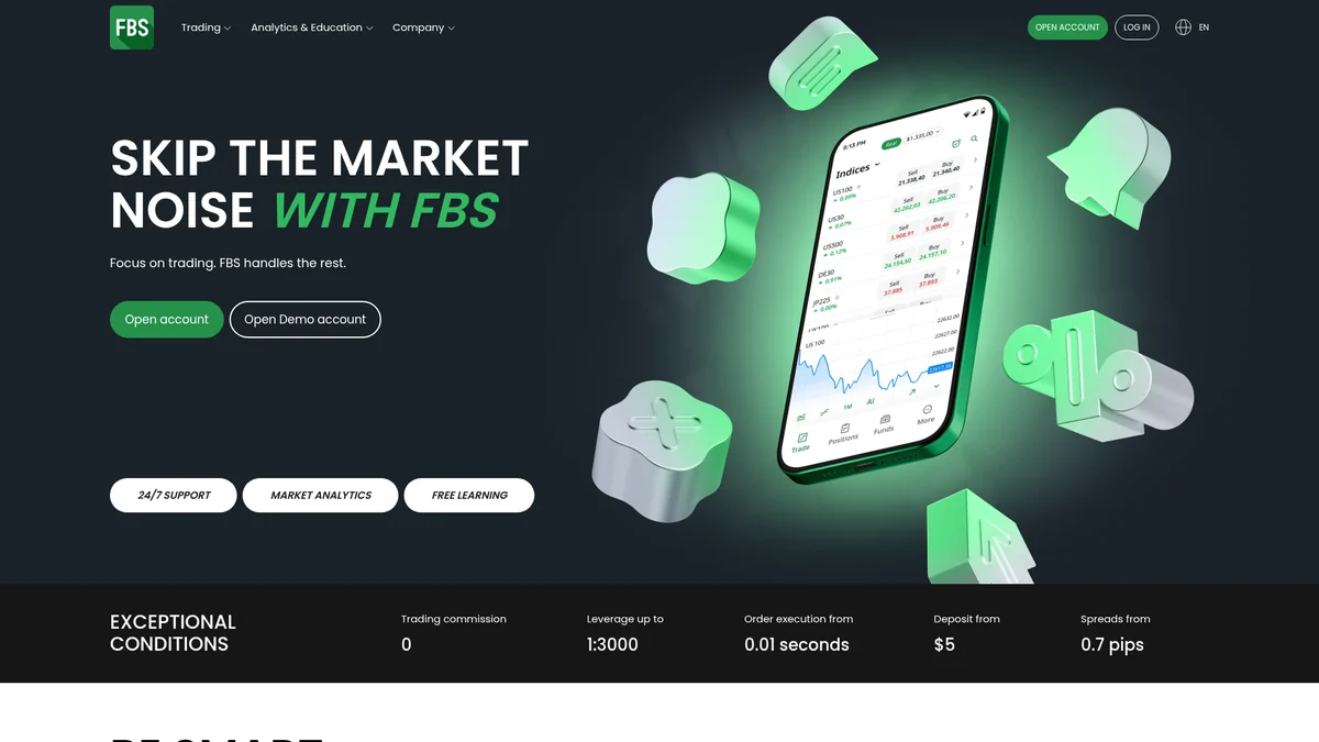 Official FBS mobile trading app imagery
